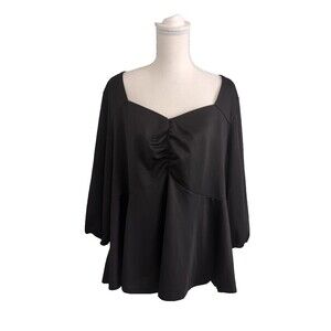 Agnes Orinda Women's Black Blouse Plus Size 3X